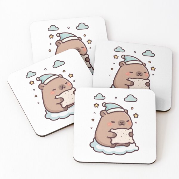 Item preview, Cute Sleepy Capybara Holding Pillow on Cloud designed and sold by ZyloPrints.