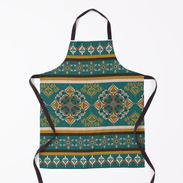 Item preview, Teal ethnic floral border pattern designed and sold by PowerAntShop.