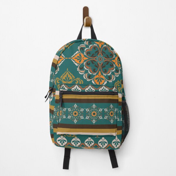 Item preview, Teal ethnic floral border pattern designed and sold by PowerAntShop.