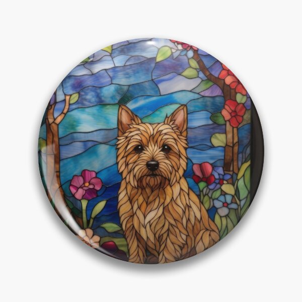 Item preview, Norwich Terrier Stained Glass Art - Garden Flowers & Trees designed and sold by pinkal.