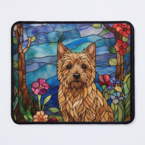 Item preview, Norwich Terrier Stained Glass Art - Garden Flowers & Trees designed and sold by pinkal.