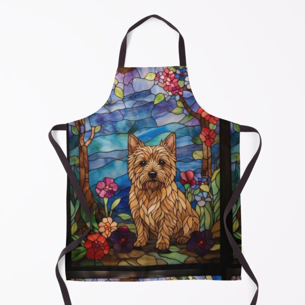 Item preview, Norwich Terrier Stained Glass Art - Garden Flowers & Trees designed and sold by pinkal.