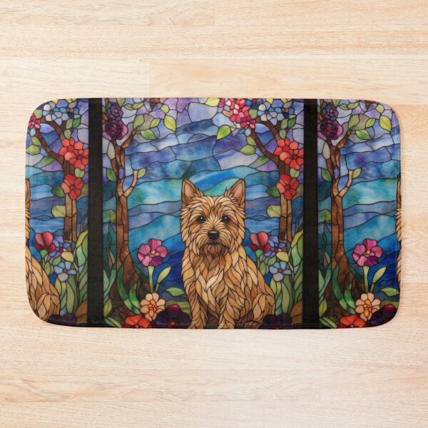 Item preview, Norwich Terrier Stained Glass Art - Garden Flowers & Trees designed and sold by pinkal.