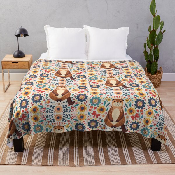 Item preview, Scandinavian Folk Art, Otters and Flowers designed and sold by xiao xuans.