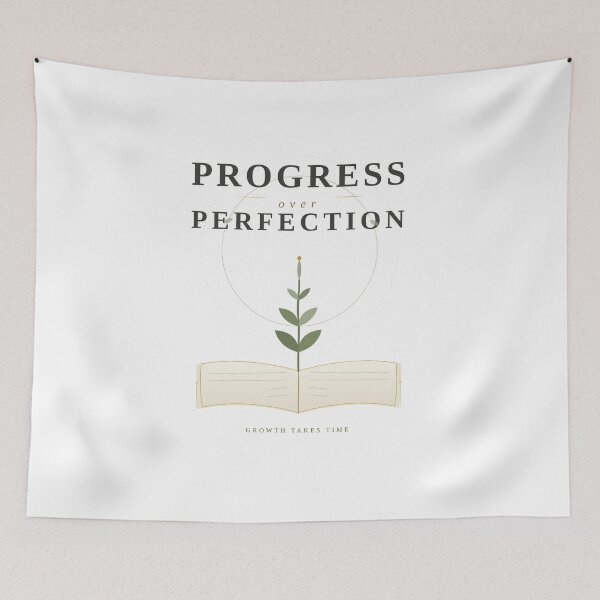Item preview, Progress Over Perfection | Minimalist Motivational Botanical Art designed and sold by feliciarainbow.