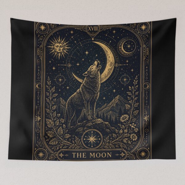 Item preview, Mystic Wolf Moon Tarot Card Vintage Celestial Design | Dark Academia Astrology Gothic Art designed and sold by LuxeBuzz.