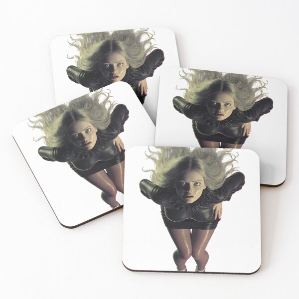 Item preview, Young blonde woman in dark outfit floating downwards as clean cutout designed and sold by Creative88Art.