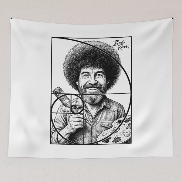 Item preview, Bob Ross Golden Ratio Fibonacci Spiral Happy Painter designed and sold by GrandeDuc.