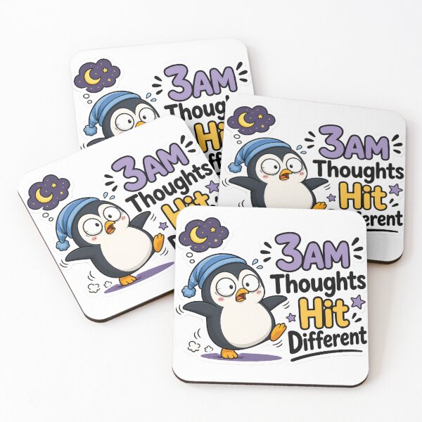 Item preview, 3AM Thoughts Hit Different Penguin Sticker | Funny Insomnia Quote designed and sold by BLOOMVELLE.