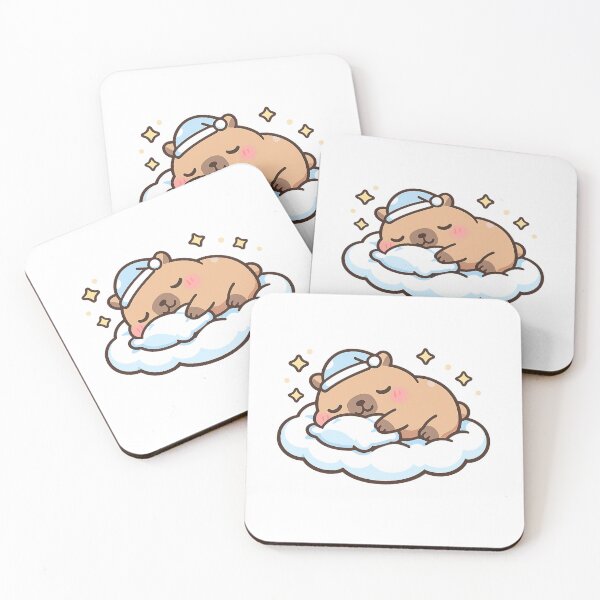 Item preview, Cute Sleeping Capybara on Cloud Kawaii Chibi Illustration designed and sold by ZyloPrints.