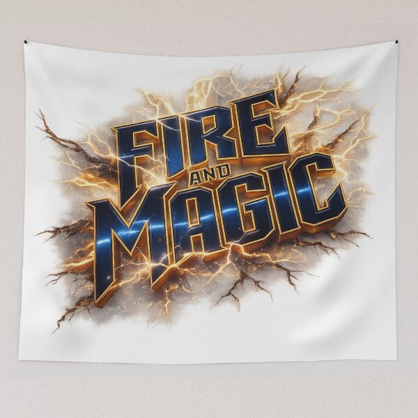Item preview, Epic Fire and Magic – Metallic Fantasy Emblem with Lightning Bolts and Energy designed and sold by FusiTink.