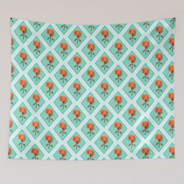 Item preview, Orange Floral Diamond Trellis Pattern designed and sold by Zaya_art.