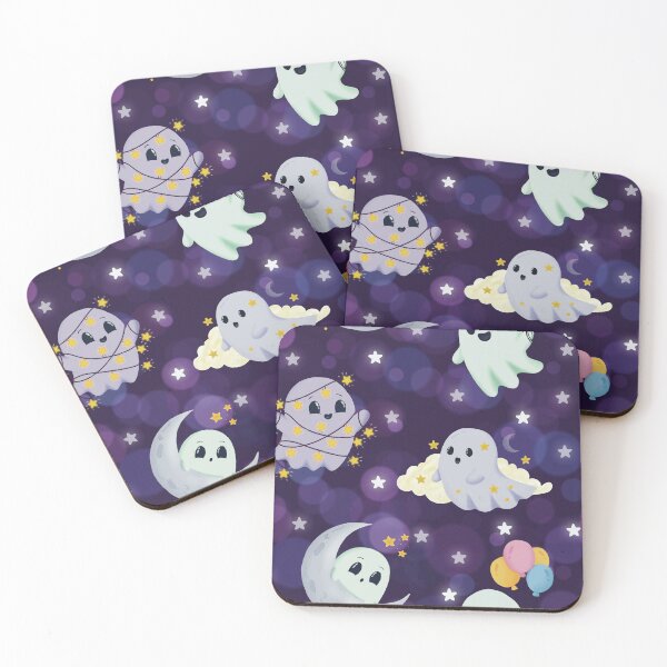Item preview, Cute Starry Night Celestial Ghosts Seamless Halloween Pattern designed and sold by StoriesInGrain.