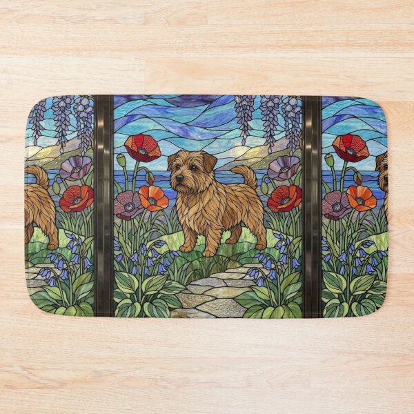 Item preview, Norfolk Terrier Stained Glass Art - Wisteria & Poppies designed and sold by pinkal.
