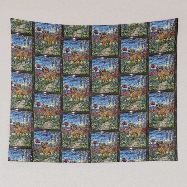 Item preview, Norfolk Terrier Stained Glass Art - Wisteria & Poppies designed and sold by pinkal.