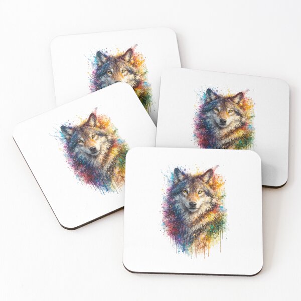 Item preview, Wolf made of paint splatters designed and sold by PeterPunkt.