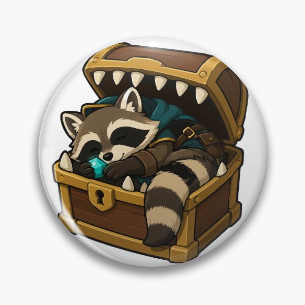 Item preview, Sleepy Raccoon Rogue Napping in a Mimic Chest designed and sold by danielstirling.