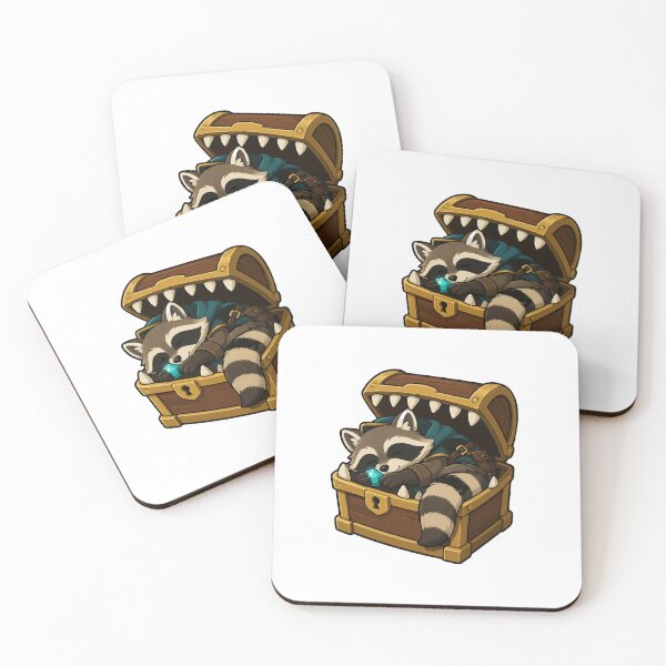 Item preview, Sleepy Raccoon Rogue Napping in a Mimic Chest designed and sold by danielstirling.