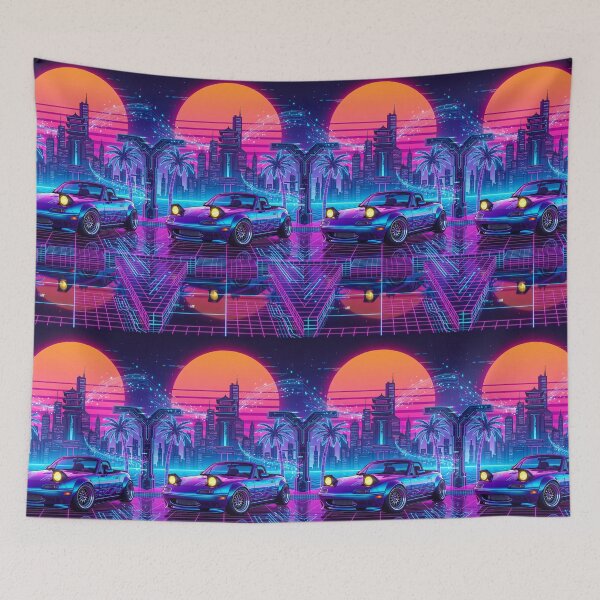 Item preview, Vaporwave Cyberpunk City Widebody Pop Up Headlight Drop Top Tuner designed and sold by RevUpDesign.