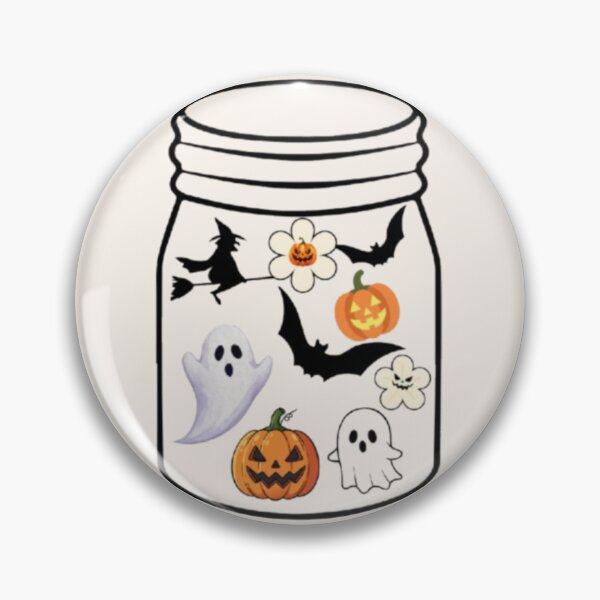 Item preview, Spooky Halloween Mason Jar Ghost Pumpkin Witch Bat Sticker designed and sold by Akira Design Store.