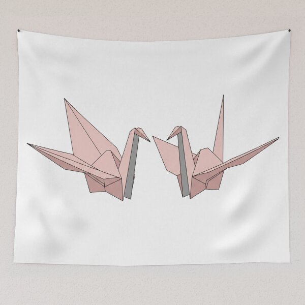 Item preview, Minimalist Rose Pink Origami Cranes Duo designed and sold by TheDenimArt.