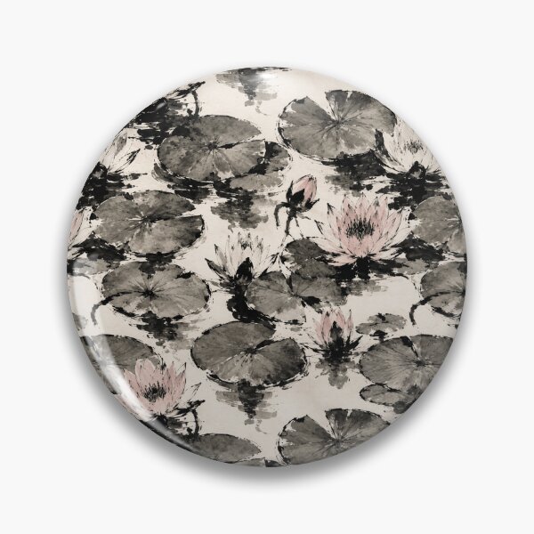 Item preview, Waterlily Japanese Ink Sumi-e Seamless Pattern designed and sold by Inkworksbyshery.