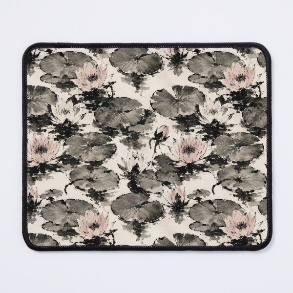 Item preview, Waterlily Japanese Ink Sumi-e Seamless Pattern designed and sold by Inkworksbyshery.