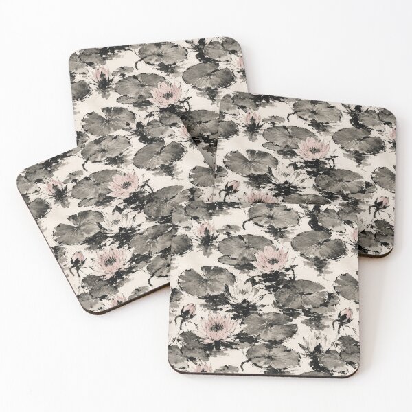 Item preview, Waterlily Japanese Ink Sumi-e Seamless Pattern designed and sold by Inkworksbyshery.