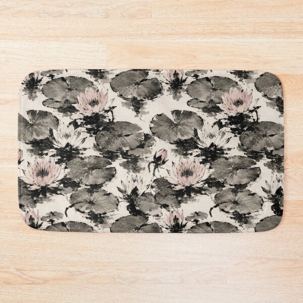 Item preview, Waterlily Japanese Ink Sumi-e Seamless Pattern designed and sold by Inkworksbyshery.
