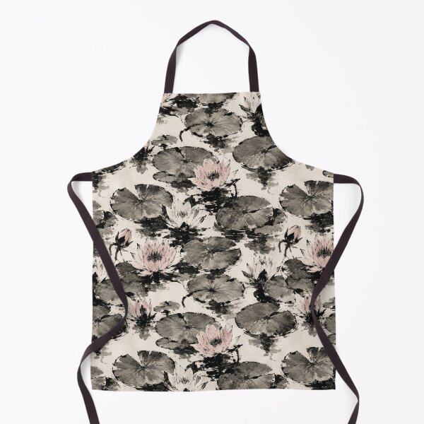 Item preview, Waterlily Japanese Ink Sumi-e Seamless Pattern designed and sold by Inkworksbyshery.