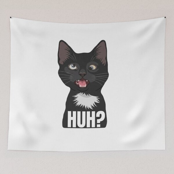 Item preview, Confused Black Cat HUH? Meme | Funny Tuxedo Cat Reaction Sticker designed and sold by SoftPawsAtelier.