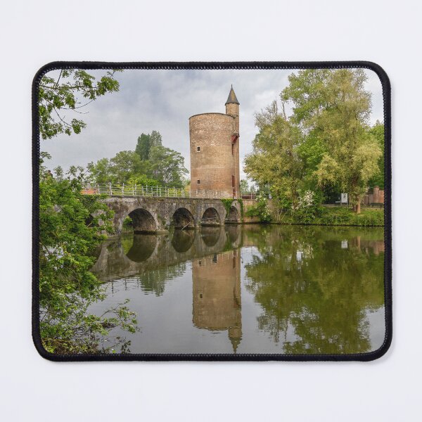 Item preview, Bruges, Belgium - Landscape of Gunpowder Tower and Lover's Bridge Reflection designed and sold by jrtwynam.