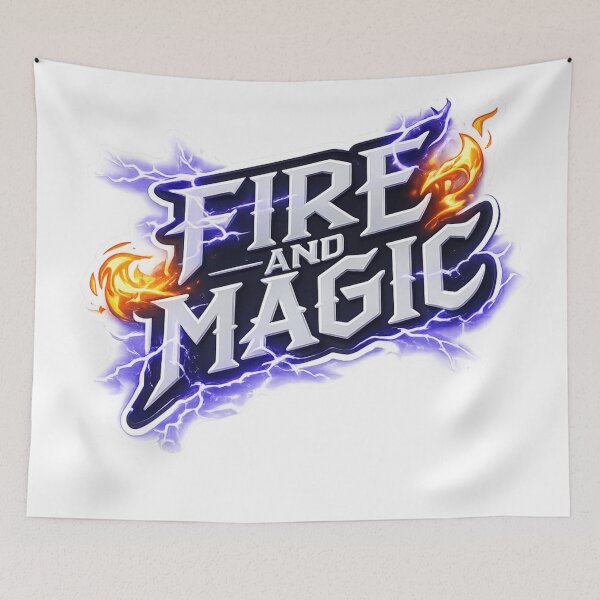 Item preview, Fire and electric magic – Fantastic logo with flames, lightning and arcane power designed and sold by FusiTink.