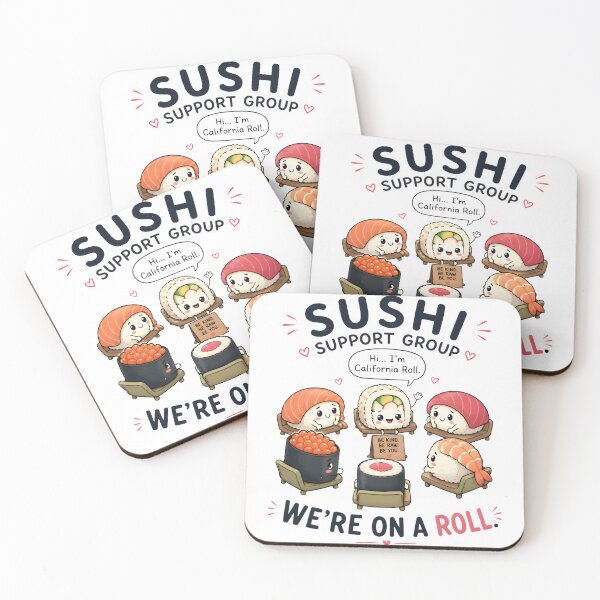 Item preview, Sushi Support Group – Funny Kawaii Sushi Lover Cute Food Pun T-Shirt designed and sold by Snackwear Apparel.