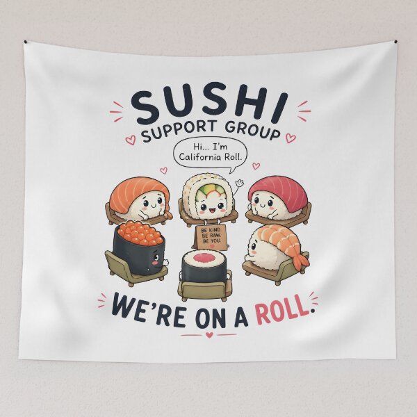 Item preview, Sushi Support Group – Funny Kawaii Sushi Lover Cute Food Pun T-Shirt designed and sold by Snackwear Apparel.