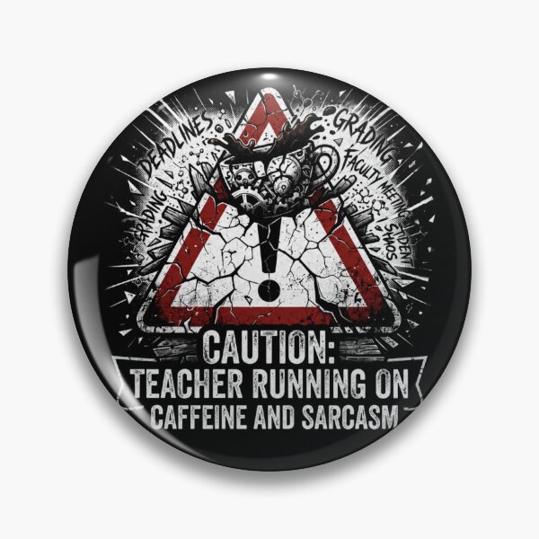 Item preview, Dark Academia Grunge Caution Teacher Running on Caffeine and Sarcasm Funny Educator Art designed and sold by thoughtswear.