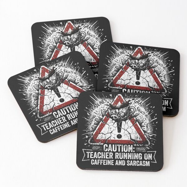 Item preview, Dark Academia Grunge Caution Teacher Running on Caffeine and Sarcasm Funny Educator Art designed and sold by thoughtswear.
