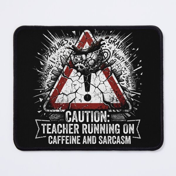 Item preview, Dark Academia Grunge Caution Teacher Running on Caffeine and Sarcasm Funny Educator Art designed and sold by thoughtswear.