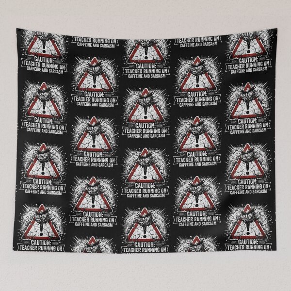 Item preview, Dark Academia Grunge Caution Teacher Running on Caffeine and Sarcasm Funny Educator Art designed and sold by thoughtswear.