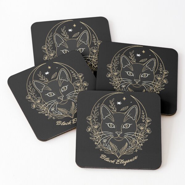 Item preview, Celestial Botanical Black Cat Line Art designed and sold by MedIA-store.