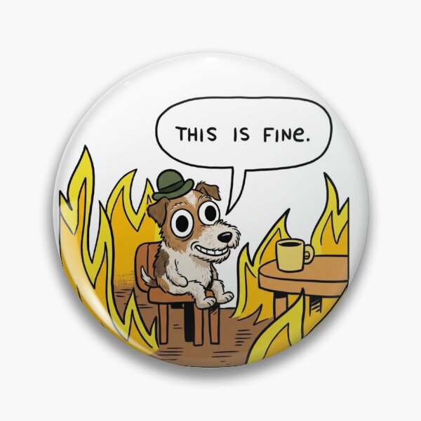 Item preview, This Is Fine Dog Meme | Funny Chaos Reaction Sticker designed and sold by SoftPawsAtelier.