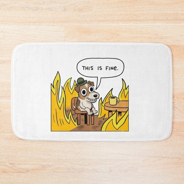 Item preview, This Is Fine Dog Meme | Funny Chaos Reaction Sticker designed and sold by SoftPawsAtelier.