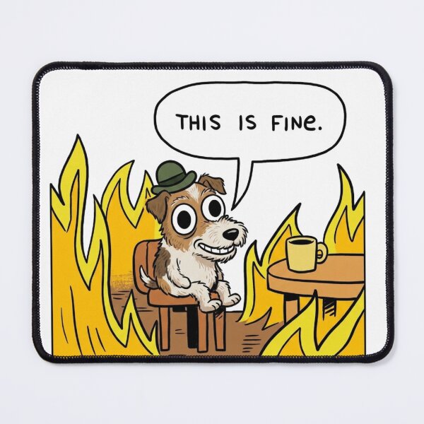 Item preview, This Is Fine Dog Meme | Funny Chaos Reaction Sticker designed and sold by SoftPawsAtelier.