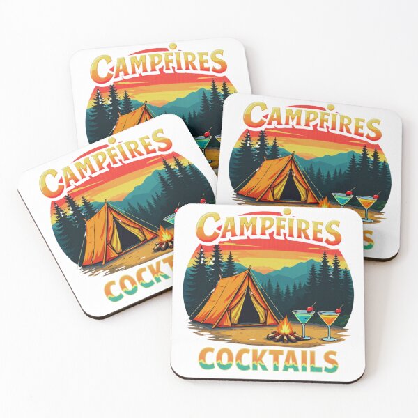 Item preview, Campfires and Cocktails – Vibrant Camping Adventure Design designed and sold by GabeMountainArt.