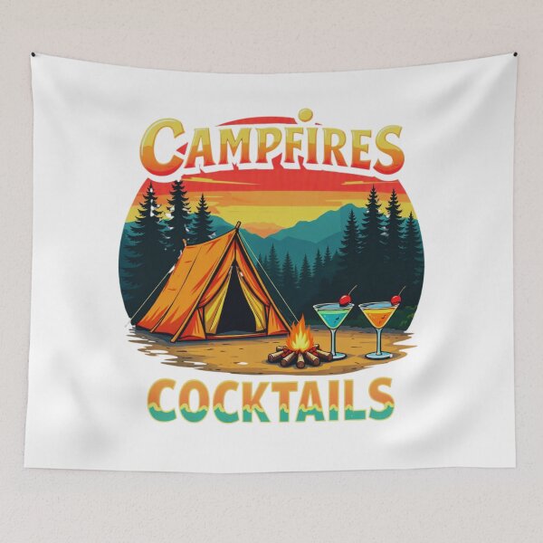 Item preview, Campfires and Cocktails – Vibrant Camping Adventure Design designed and sold by GabeMountainArt.