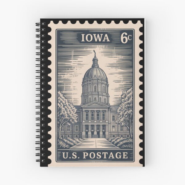 Item preview, Vintage U.S. postage stamp illustration in monochrome engraved woodcut style, Iowa State Capitol building in Des Moines  designed and sold by 123ks.