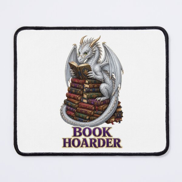 Item preview, Book Hoarder Silver Dragon Reading Fantasy Books designed and sold by RoPrincess.
