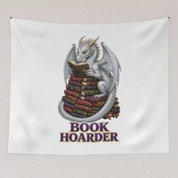 Item preview, Book Hoarder Silver Dragon Reading Fantasy Books designed and sold by RoPrincess.