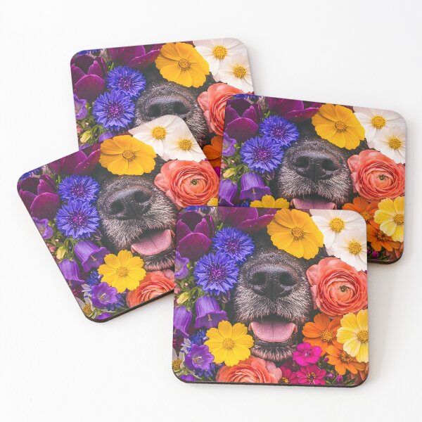 Item preview, Happy dog in a colorful sea of flowers designed and sold by Fotografin1981.