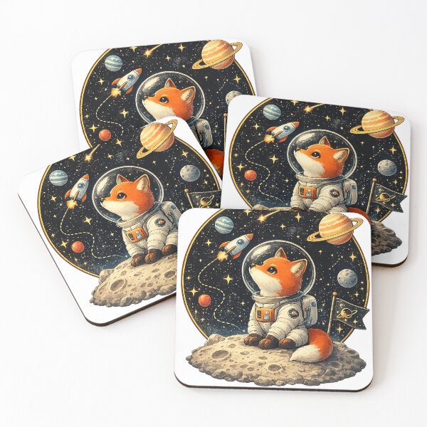Item preview, Cute Space Fox Astronaut Moon Adventure Retro Galaxy Design designed and sold by best-2025.